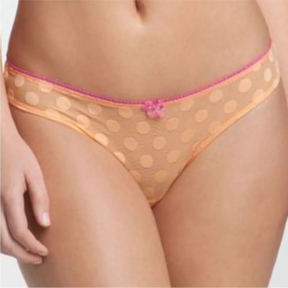Betsy Johnson Bubble Dot Mesh Thong Panties Creamsicle Color Size Medium